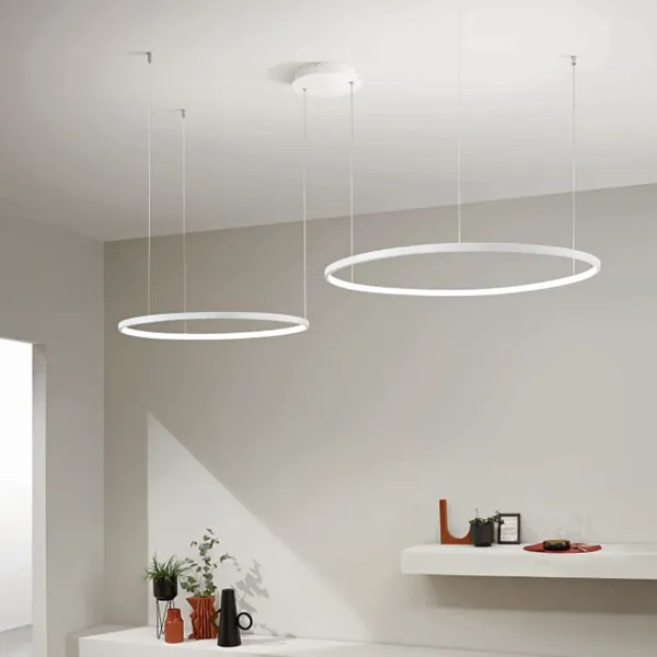 Lampada a sospensione a Led 160 cm SOEL 2 Luci in metallo verniciato BIANCO