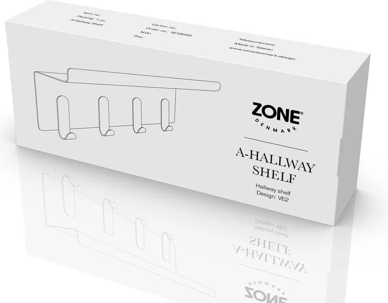 Attaccapanni da parete grigio chiaro in acciaio con scaffale 11,5 cm A-Hallway – Zone