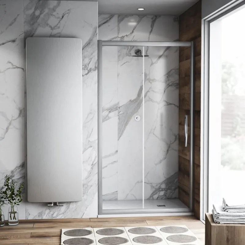 Porta doccia scorrevole Namara, L 125-130 cm x H 195 cm x SP 8 mm, profilo cromo