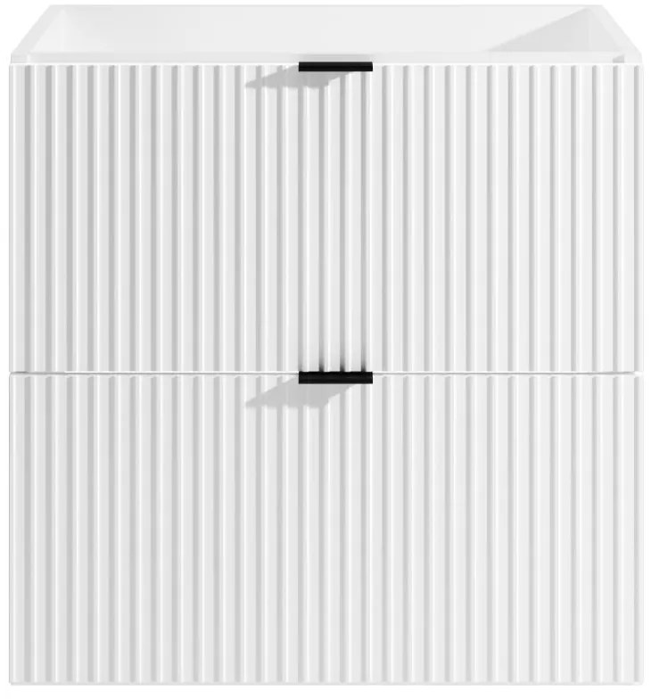 Mobile sotto lavabo sospeso a righe 60 cm Bianco opaco - ZEVINI