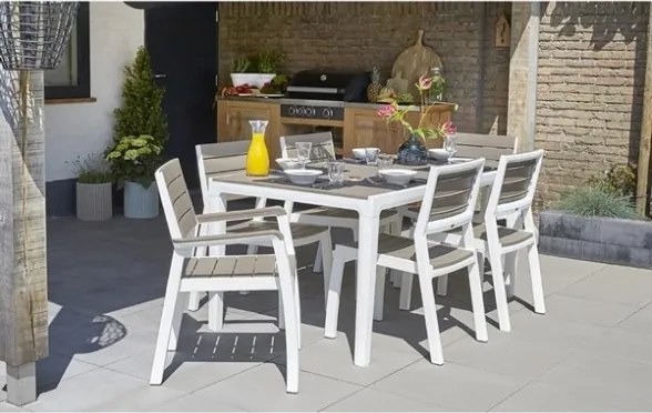 Tavolo Per Esterno In Resina 160x90 Doghe Effetto Legno Harmony Keter Cappuccino