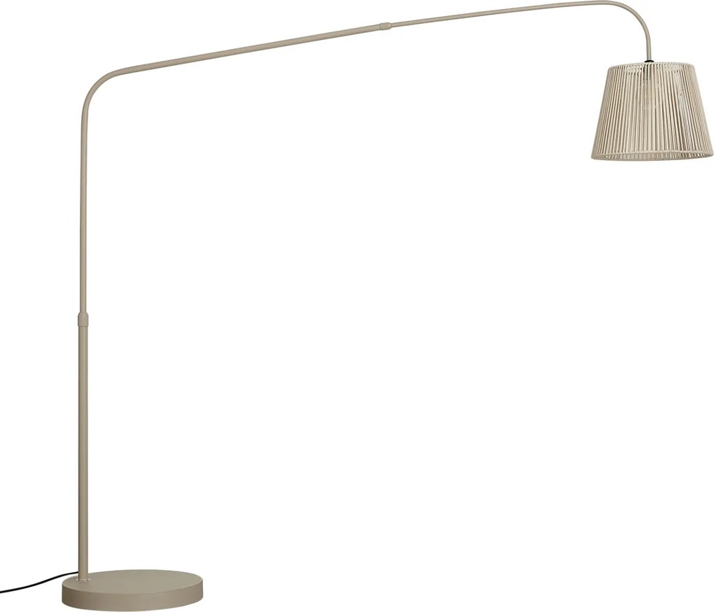 Lampada da terra per esterni Japandi beige con paralume in corda IP44 - Arc Jayla
