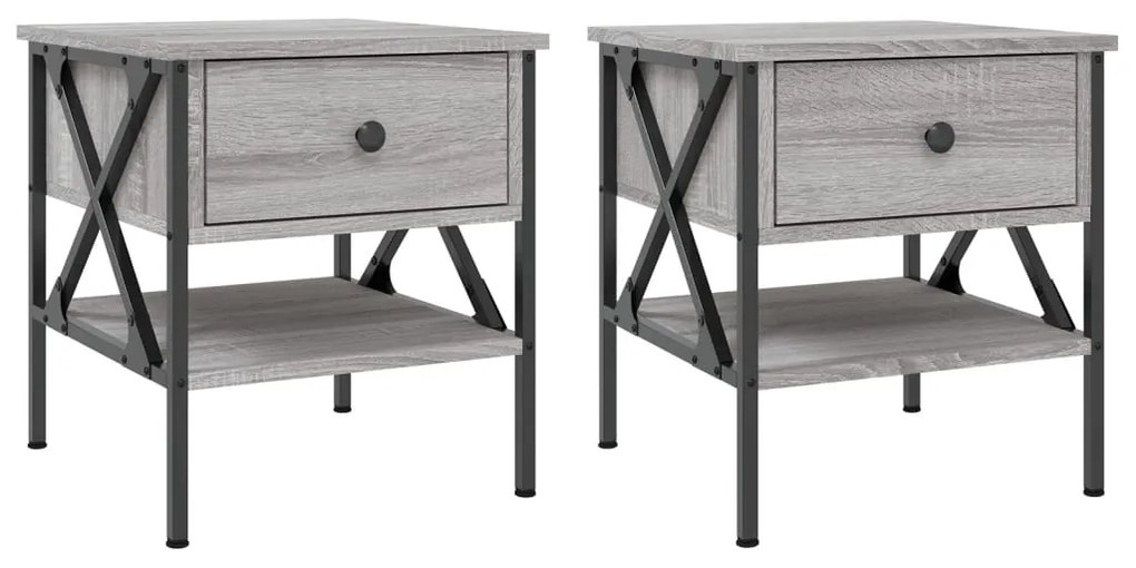 Comodini 2 pz grigio sonoma 40x42x45 cm in legno multistrato