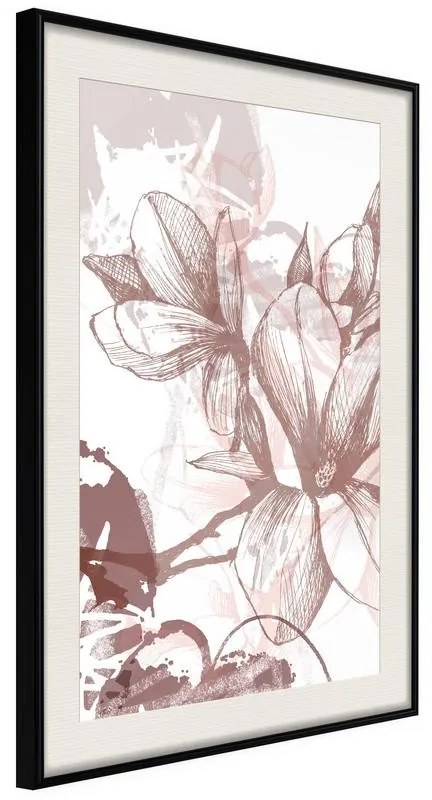 Poster  Drawn Flower  Cornice Quadri Cornice nera con pass-partout, Larghezza x Altezza Home decor 20x30