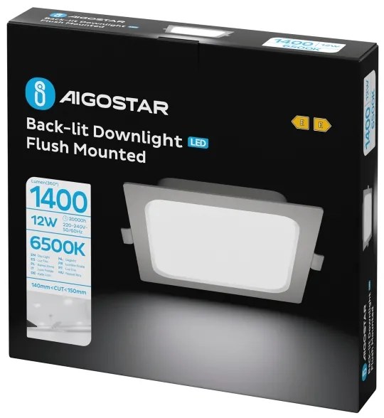 Aigostar - Lampada da incasso LED/12W/230V 6500K 17,5x17,5 cm bianca