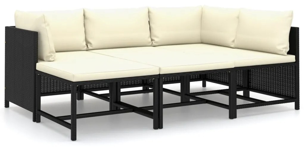 Set Divani da Giardino 6 pz con Cuscini in Polyrattan Nero