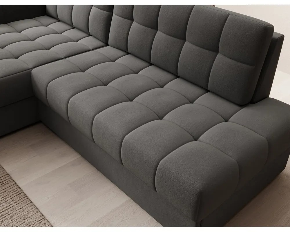 Divano angolare grigio tortora allungabile (con penisola a sinistra/con chaise lounge) con rivestimento in velluto Blezalt – ELTAP