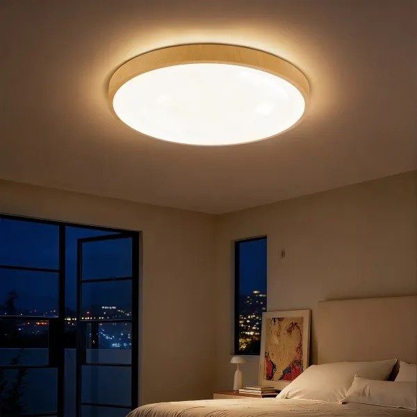 Brilagi-LED Lampada dimmerabile GLASS POOL DOUBLE LED/60W/230V 50 cm, finitura effetto legno + telecomando