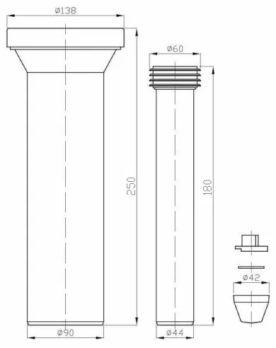 Bruckner - Set di collegamento per WC sospeso 25 cm nero