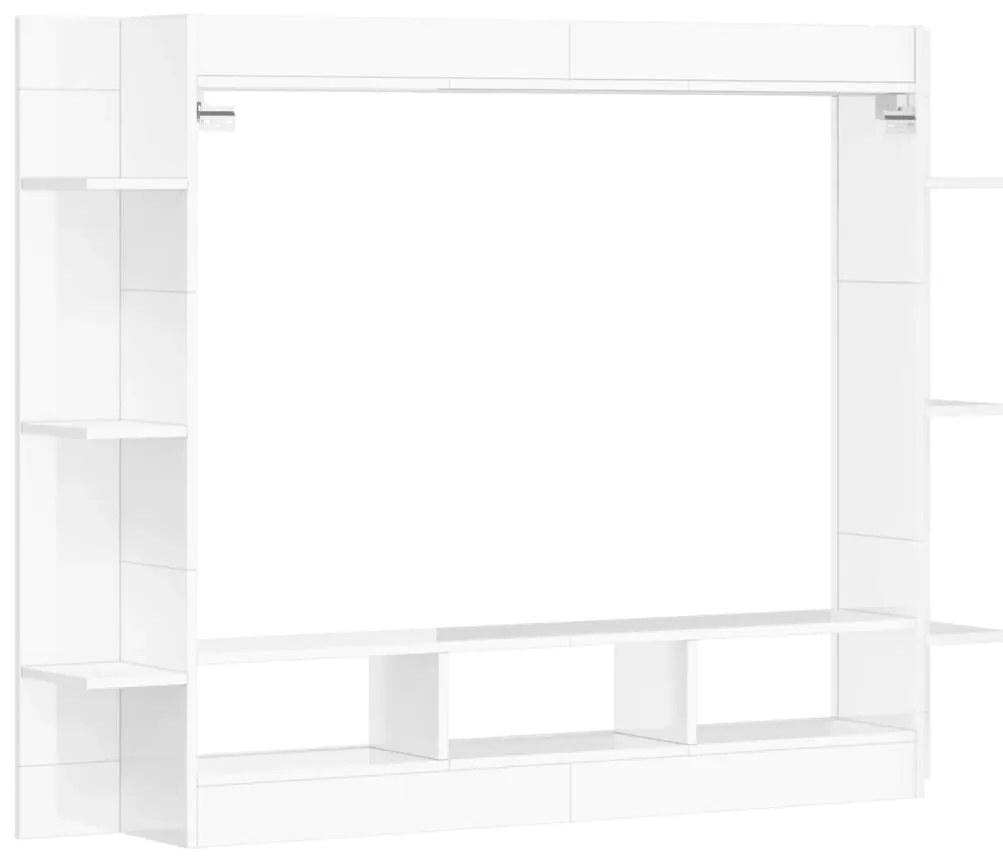 Mobile Porta TV Bianco Lucido 152x22x113cm in Legno Multistrato