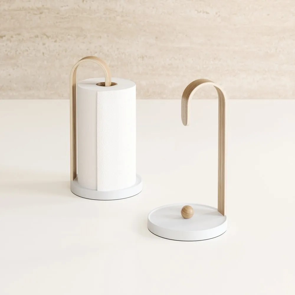 Portarotolo da cucina verticale in legno bianco ø 17 cm Bellwood – Umbra