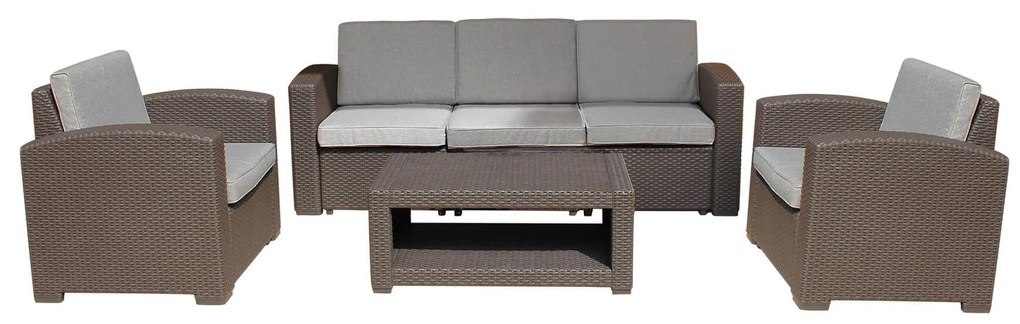 LACUS - salotto da giardino completo di cuscini intreccio in rattan sintetico