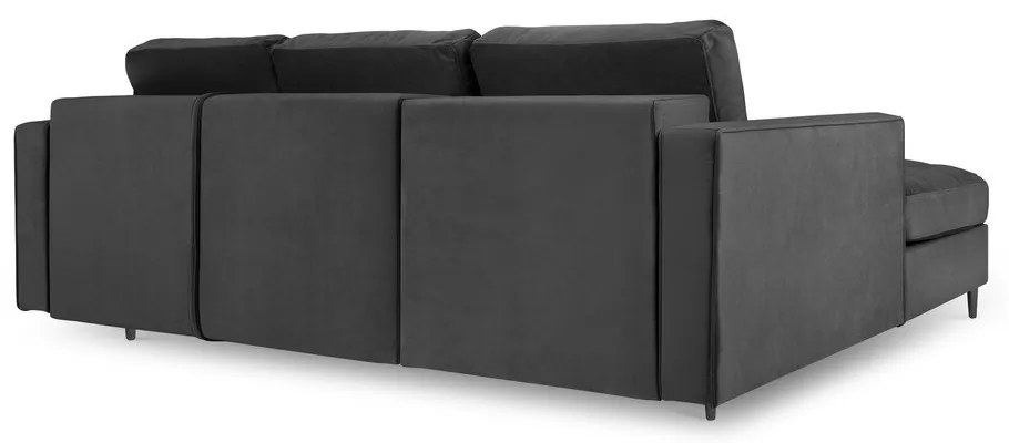 Divano letto angolare in velluto grigio scuro, angolo sinistro Santo - Milo Casa
