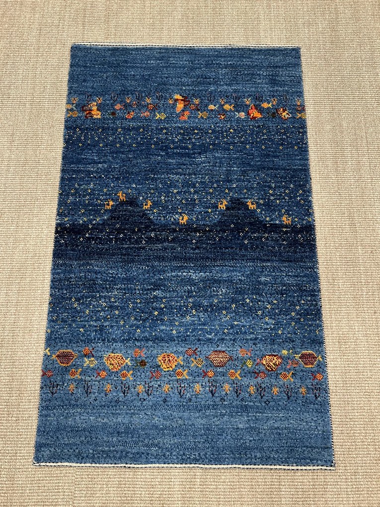 Loribaft Tappeto 80x130 Blu (Iran) Annodato A Mano