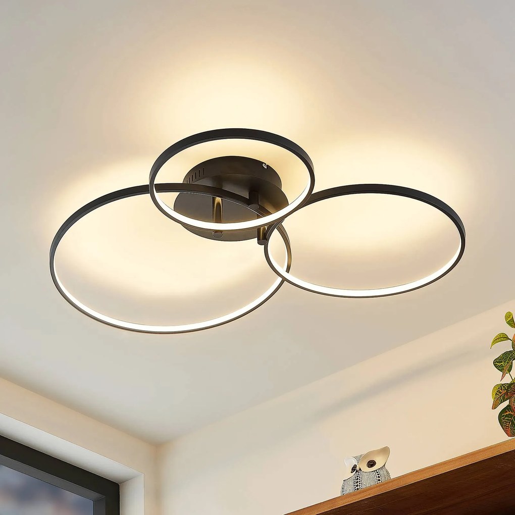 Lindby Rayk plafoniera LED, nero satinato