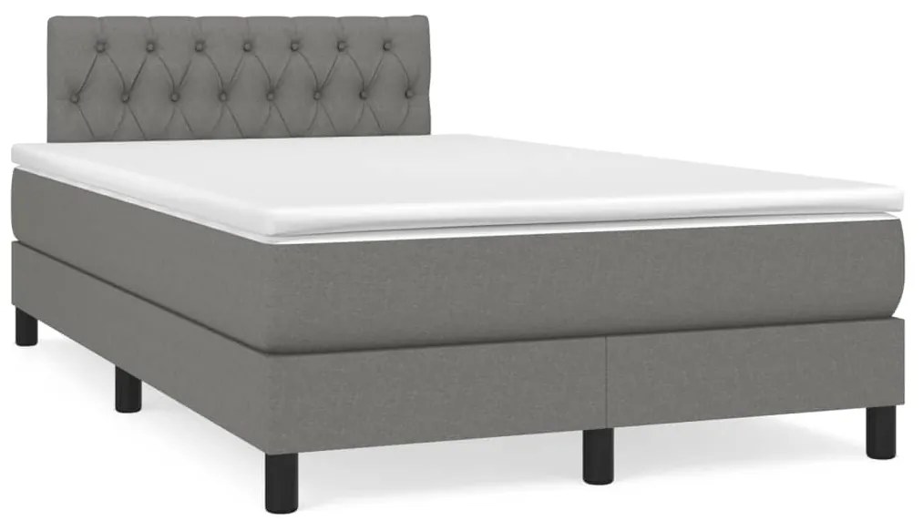 Letto a molle materasso e led grigio scuro 120x190cm in tessuto