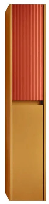 Colonna per mobile bagno Niwa 2 ante P 27 x L 30 x H 160 cm laccato opaco senape con vetro paprika cannettato