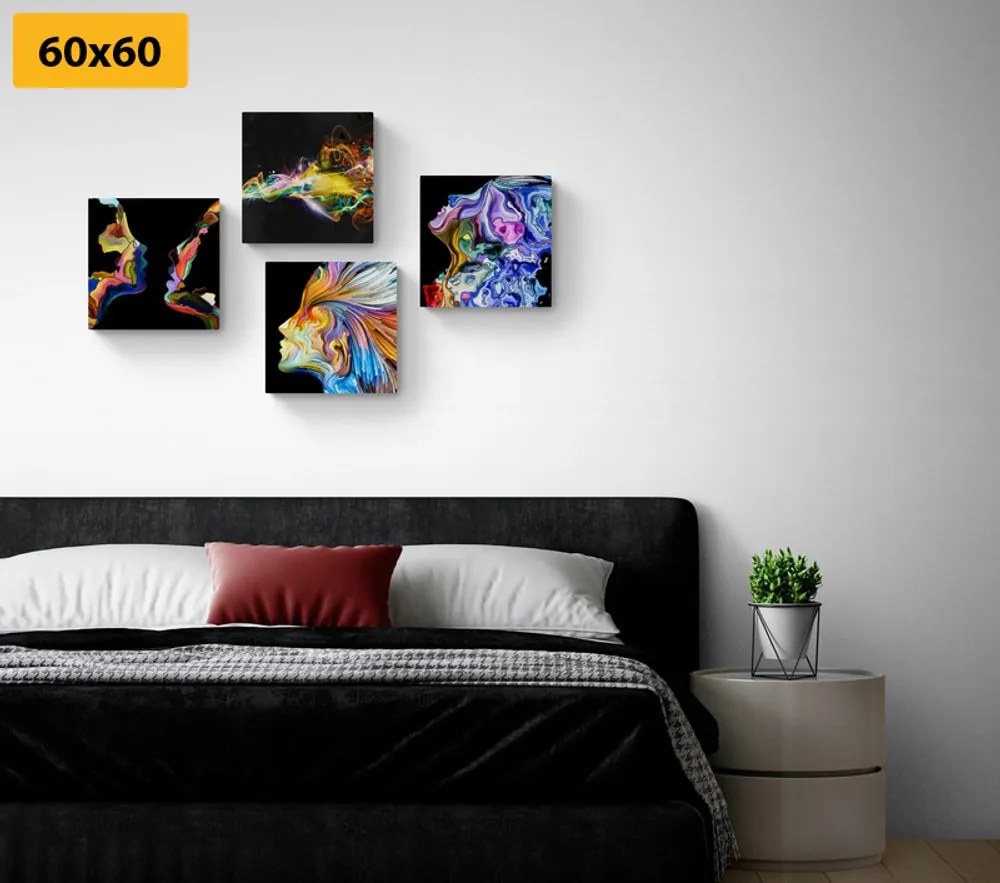 Set di quadri – Astrazione colorata su sfondo nero