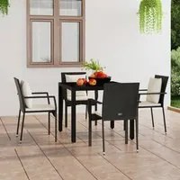 Sedie da Giardino con Cuscini 4 pz in Polyrattan Nere 319879