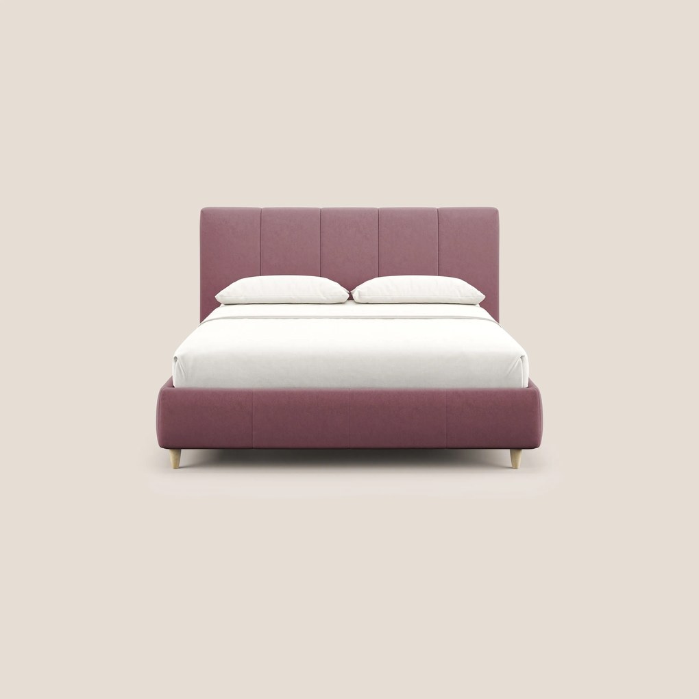 Laura letto imbottito contenitore e sfoderabile in microfibra velluto impermeabile T09