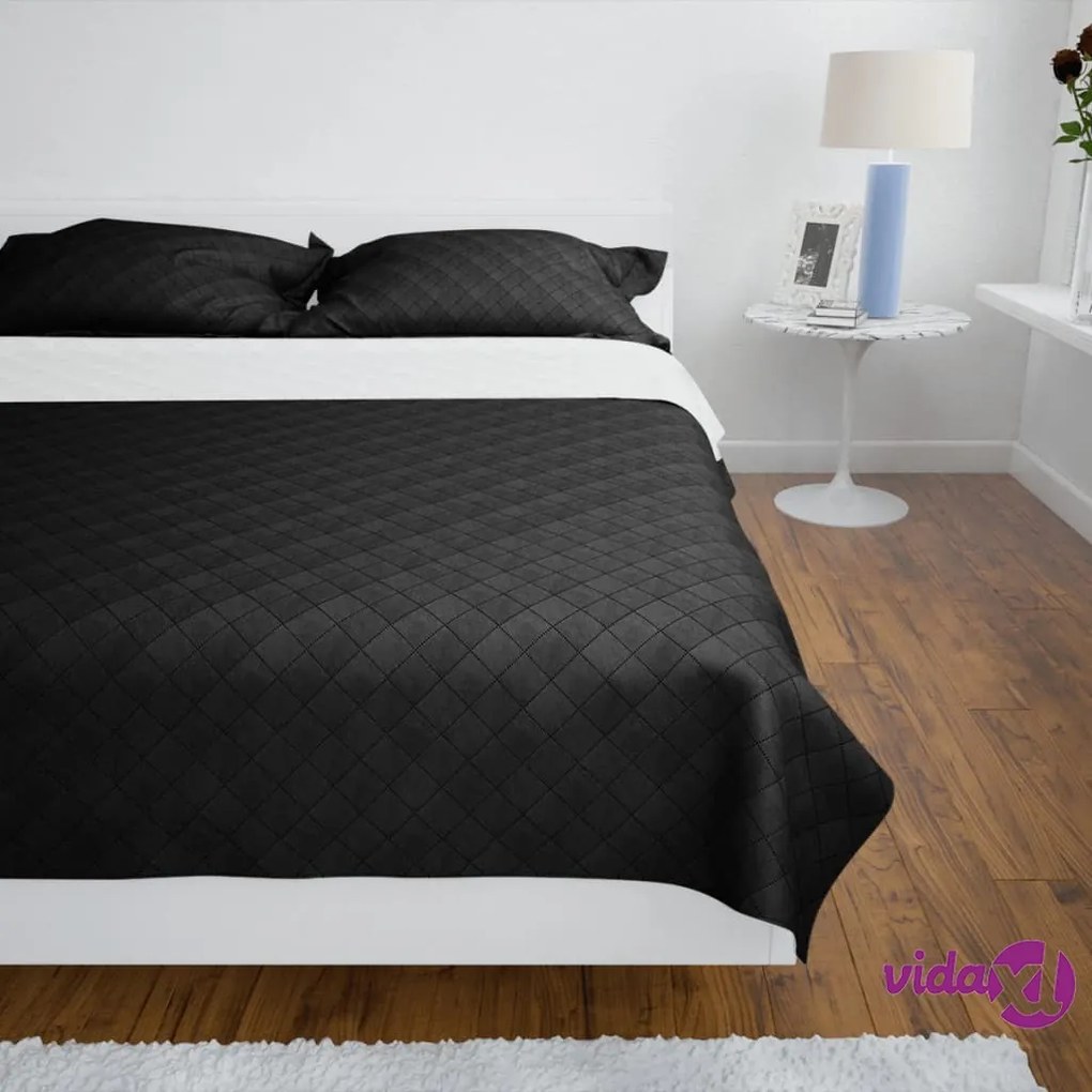 vidaXL Copriletto Reversibile Nero/Bianco 220 x 240 cm