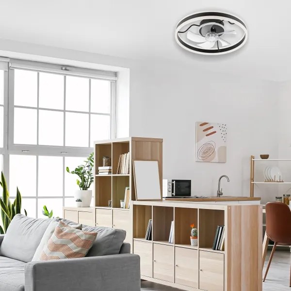 Plafoniera LED con ventilatore APOLLO LED/38W/230V nero + telecomando