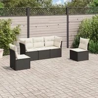 Set Divani da Giardino 5 pz con Cuscini in Polyrattan Nero 3217346