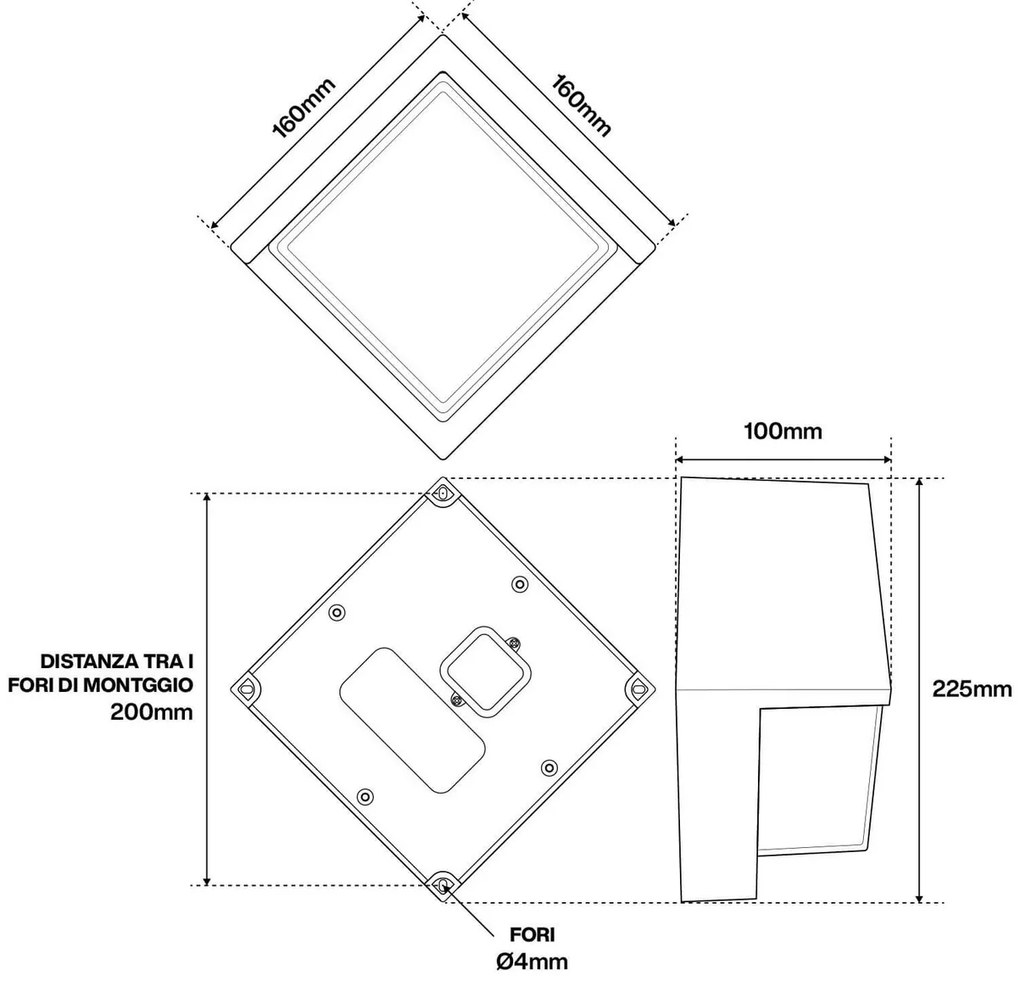 Applique IP65 LED da Parete 12W B. Naturale a Rombo Colore Bianco Naturale 4.200K