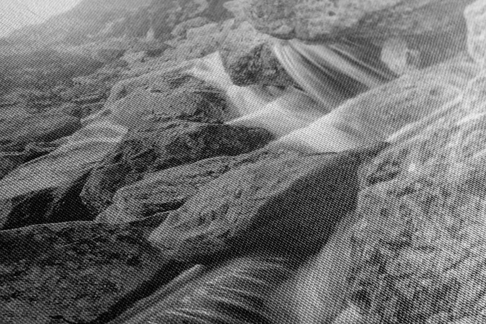 Stampa su tela – Cascate alpine in bianco e nero
