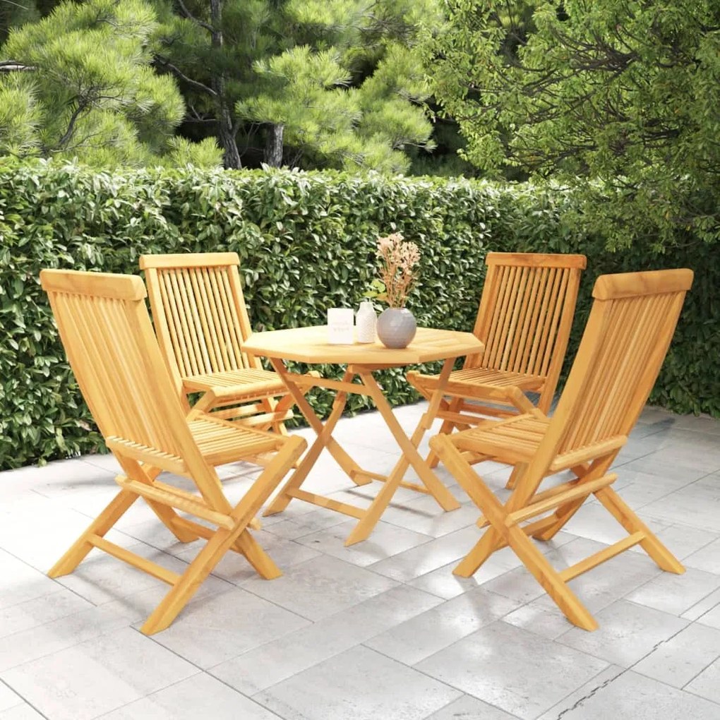 Set da pranzo da giardino 5 pz in legno massello di teak