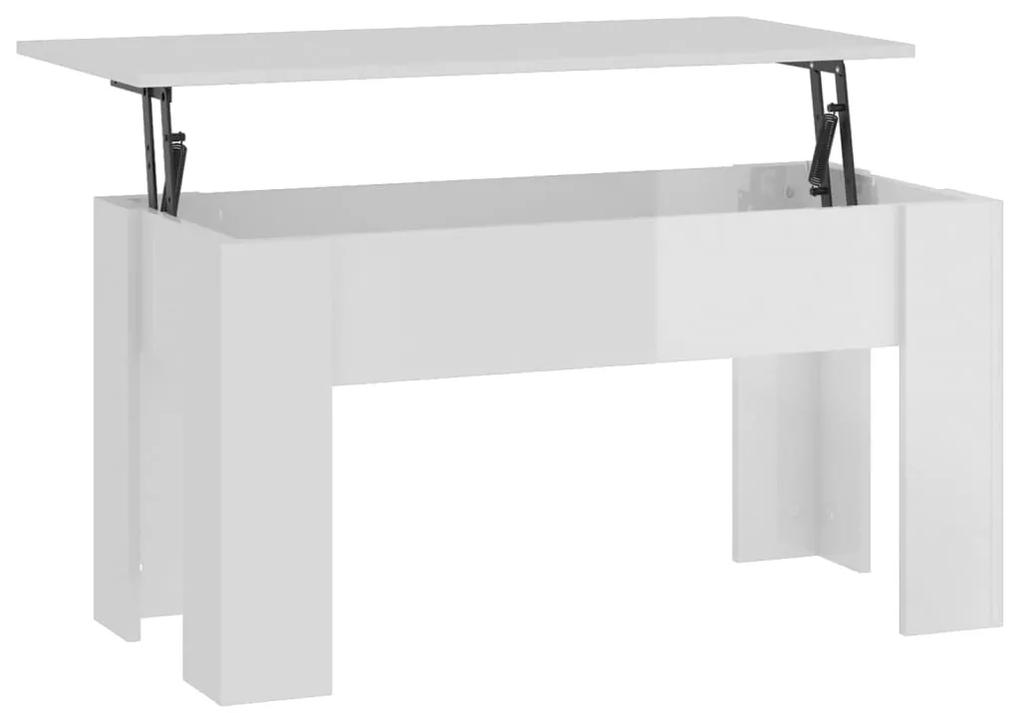 Tavolino da salotto bianco lucido 101x49x52 cm legno compensato