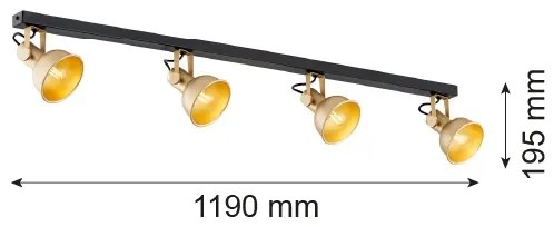 Argon 1801 - Faretto LENORA 4xE14/7W/230V oro/nero