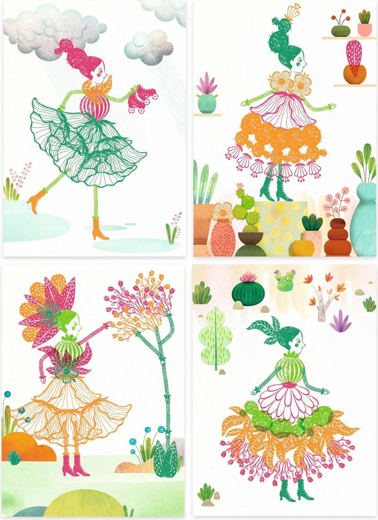 Gioco d'arte - timbri e ragazze dei fiori