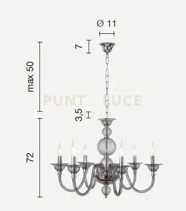 Lampadario tebe 6 luci trasparente e oro attacco e14 d.70cm