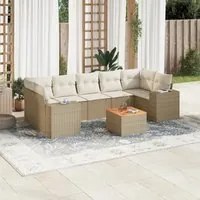 Set Divano da Giardino 8 pz con Cuscini Beige in Polyrattan 3257689