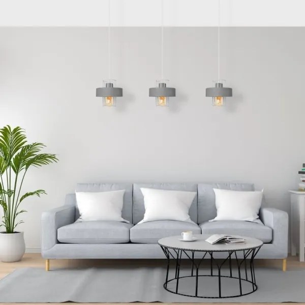 Lampadario a sospensione con filo VOLTA 3xE27/15W/230V grigio