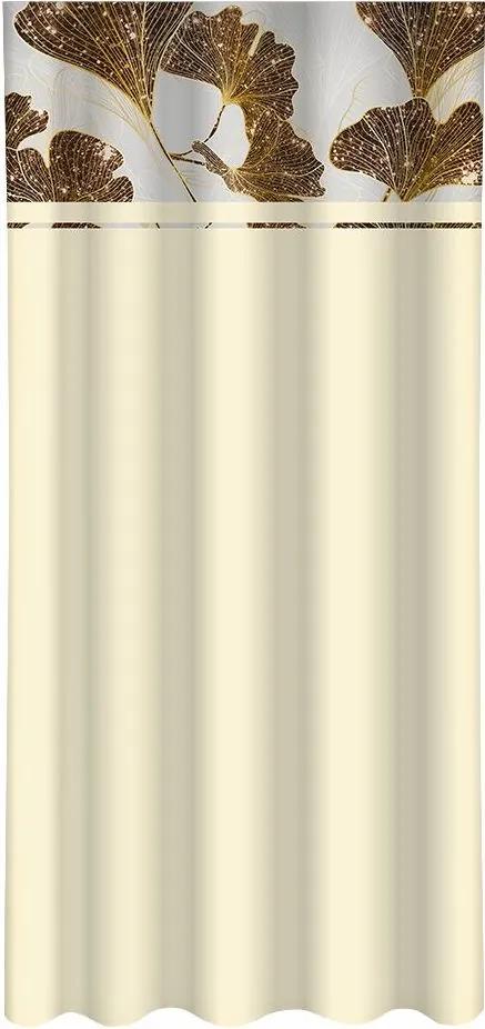 Tenda classica color crema con stampa di foglie di gingko dorate Larghezza: 160 cm | Lunghezza: 250 cm