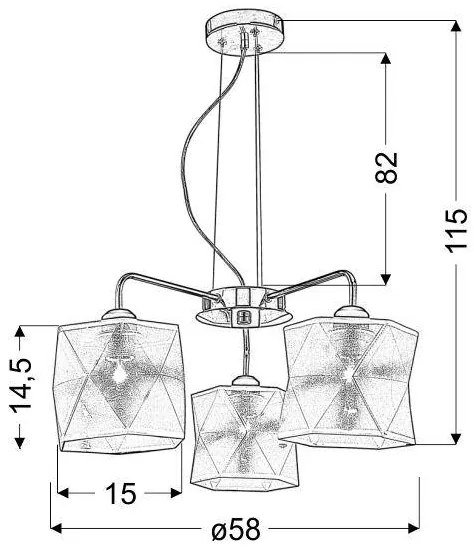 Lampadario a sospensione con filo NOSJA 3xE27/40W/230V