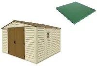 Pavimento per Casetta Box da Giardino 325x319x233 cm in Plastica Verde