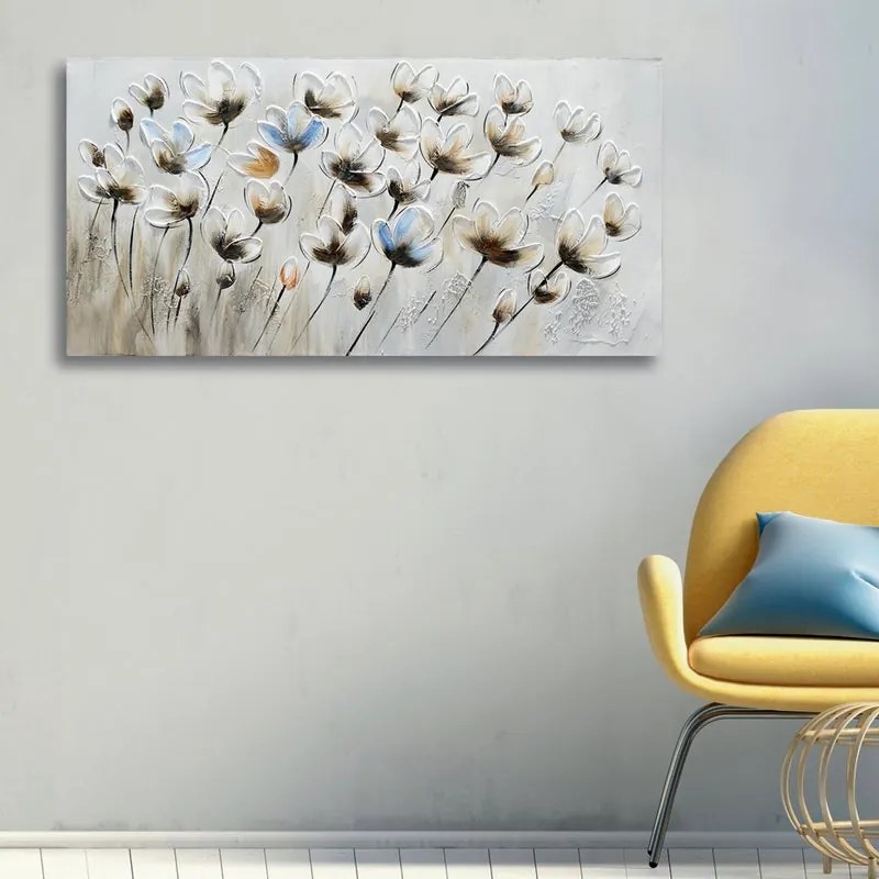 Dipinto su tela Fiori, beige 120 x 60 cm