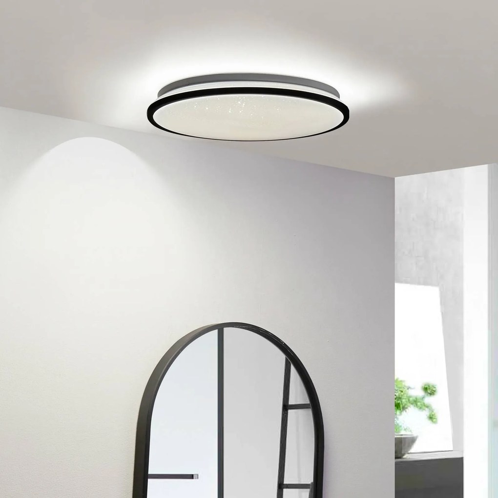 Plafoniera LED Lindby Glane, Ø 38 cm, nero/bianco, IP44