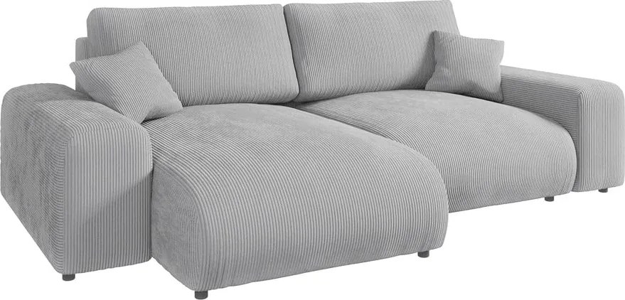 Divano angolare variabile in velluto a coste grigio chiaro Justin - Ropez