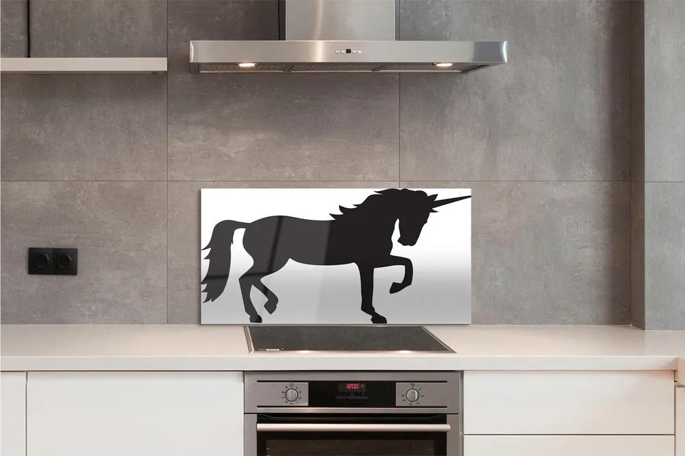 Pannello paraschizzi cucina Unicorno nero 100x50 cm
