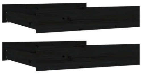 Cassetti per Letto 2 pz in Legno Massello di Pino Nero