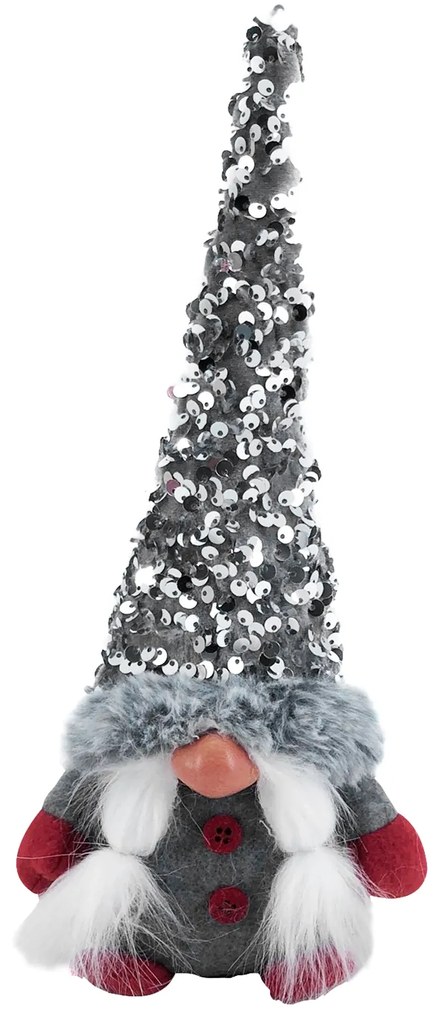 Gnomo natalizio fermaporte 26 cm Glitter argento