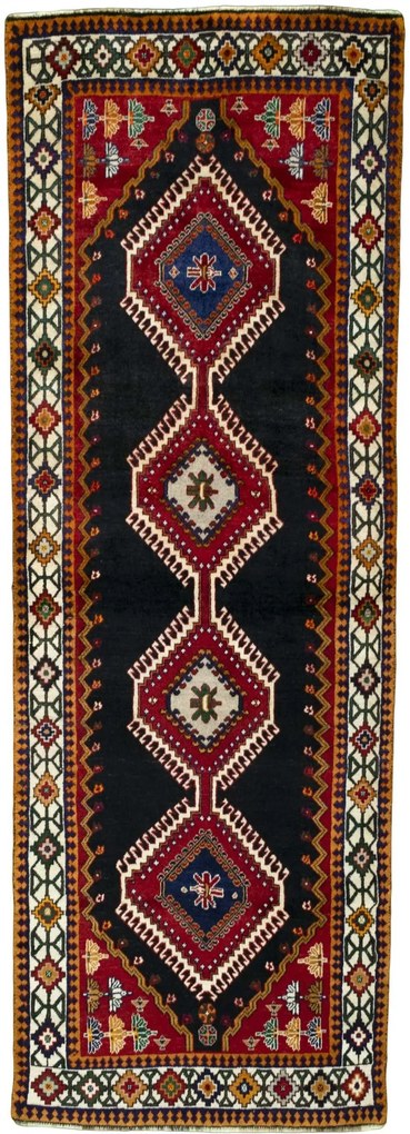 Shiraz Tappeto 280x100 Blu (Iran) Annodato A Mano