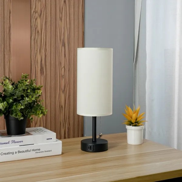 Brilagi - Lampada da tavolo con porta USB TABLON 1xE27/25W/230V nero/crema