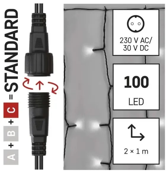 Catena LED natalizia da esterno 100xLED/1x2m IP44 bianco freddo