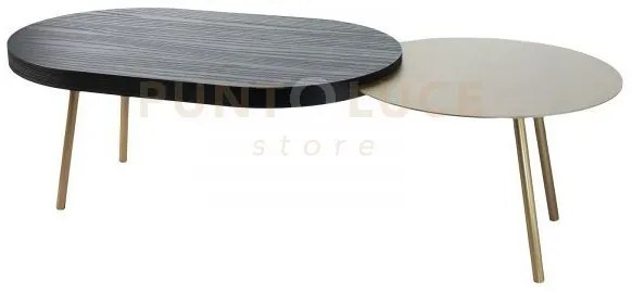 Tavolino packtop grande sabbia ,base oro laccato ,finitura wengè in...