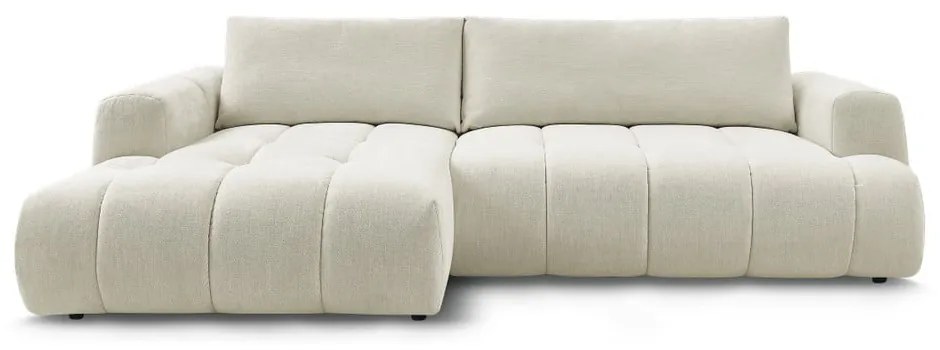 Divano angolare beige allungabile e con contenitore (penisola a sinistra/chaise lounge) Fuji – Bobochic Paris